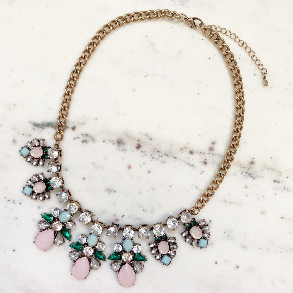 "Elise" Necklace || Pink & Clear Crystal Statement - Picture 5 of 13